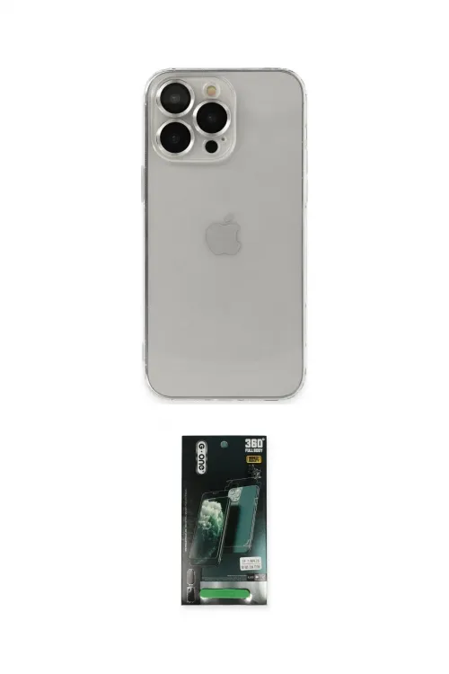 ieg™ iPhone 13 Pro Max Kılıf Ufuk Minimal Özel Seri - Şeffaf 360 Full Body Arka Koruyucu