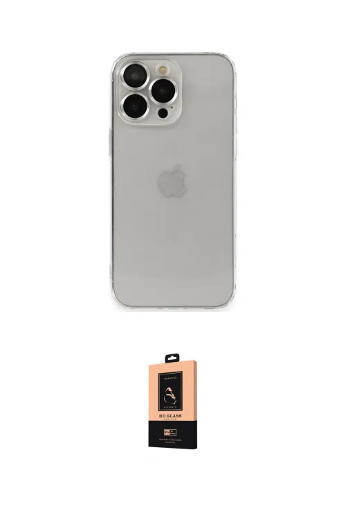 ieg™ iPhone 13 Pro Max Kılıf Ufuk Minimal Özel Seri - Şeffaf Maxco Cam Ekran Koruyucu