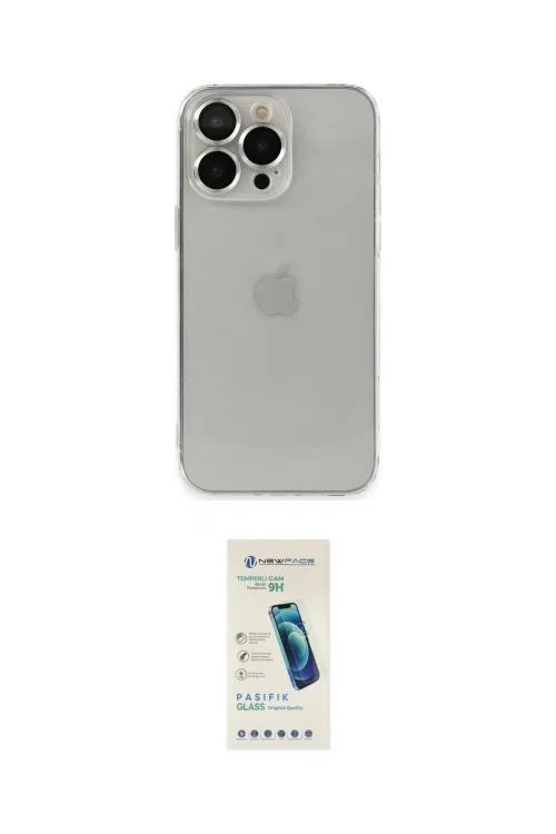 ieg™ iPhone 13 Pro Max Kılıf Ufuk Minimal Özel Seri - Şeffaf Pasifik Cam Ekran Koruyucu
