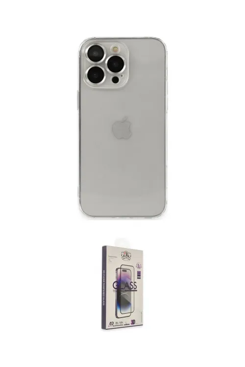 ieg™ iPhone 13 Pro Max Kılıf Ufuk Minimal Özel Seri - Siyah Bilvis 3D Cam Ekran Koruyucu