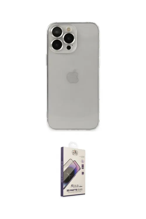 ieg™ iPhone 13 Pro Max Kılıf Ufuk Minimal Özel Seri - Siyah Bilvis 3D Mat Cam Ekran Koruyucu