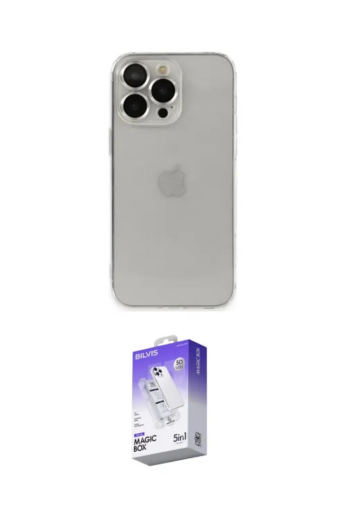 ieg™ iPhone 13 Pro Max Kılıf Ufuk Minimal Özel Seri - Siyah Bilvis 5in1 3D Magic Cam Ekran Koruyucu