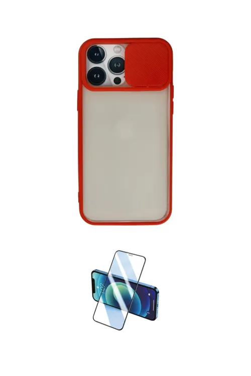 ieg™ iPhone 13 Pro Max Kılıf Vadi Çizgi - Siyah 3D Antistatik Cam Ekran Koruyucu