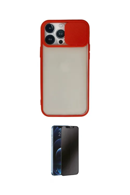 ieg™ iPhone 13 Pro Max Kılıf Vadi Çizgi - Siyah 3D Antistatik Hayalet Cam Ekran Koruyucu
