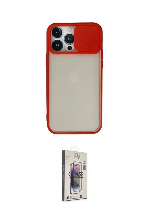 ieg™ iPhone 13 Pro Max Kılıf Vadi Çizgi - Siyah Bilvis 3D Cam Ekran Koruyucu