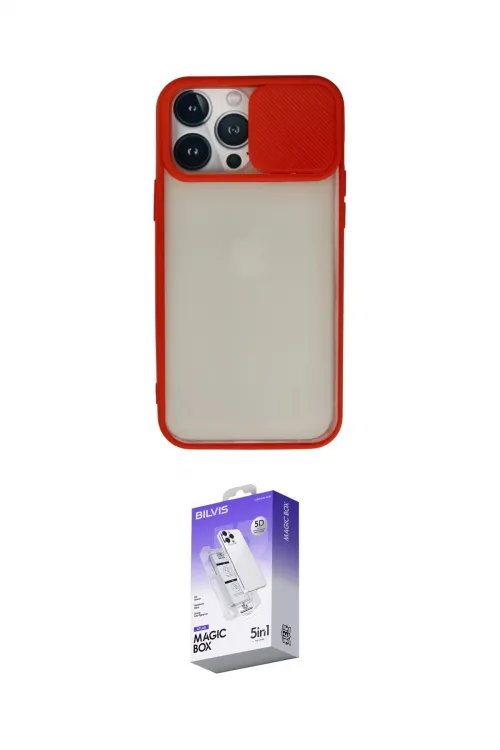 ieg™ iPhone 13 Pro Max Kılıf Vadi Çizgi - Siyah Bilvis 5in1 3D Magic Cam Ekran Koruyucu