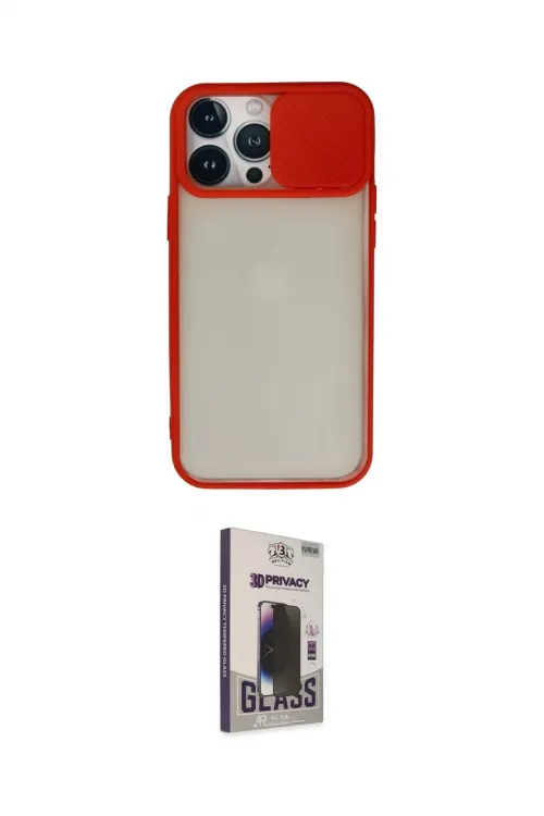 ieg™ iPhone 13 Pro Max Kılıf Vadi Çizgi - Siyah Bilvis Hayalet Cam Ekran Koruyucu
