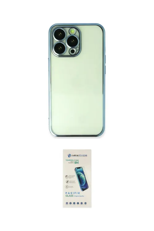 ieg™ iPhone 13 Pro Max Kılıf Vadi Minimal - Şeffaf Pasifik Cam Ekran Koruyucu