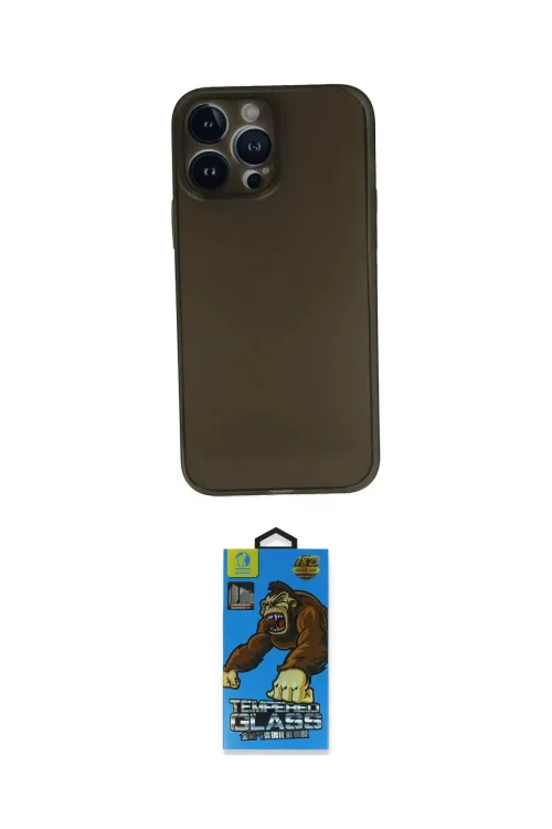 ieg™ iPhone 13 Pro Max Kılıf Yadigar Yansıma Serisi - Siyah 18D Cam Ekran Koruyucu