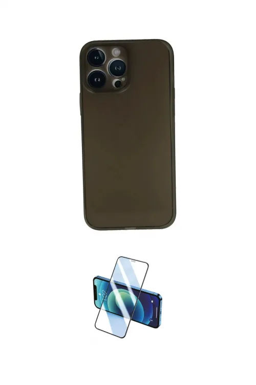 ieg™ iPhone 13 Pro Max Kılıf Yadigar Yansıma Serisi - Siyah 3D Antistatik Cam Ekran Koruyucu
