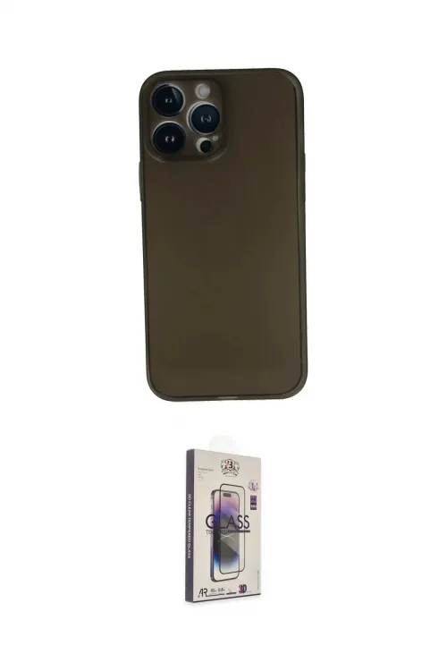 ieg™ iPhone 13 Pro Max Kılıf Yadigar Yansıma Serisi - Siyah Bilvis 3D Cam Ekran Koruyucu