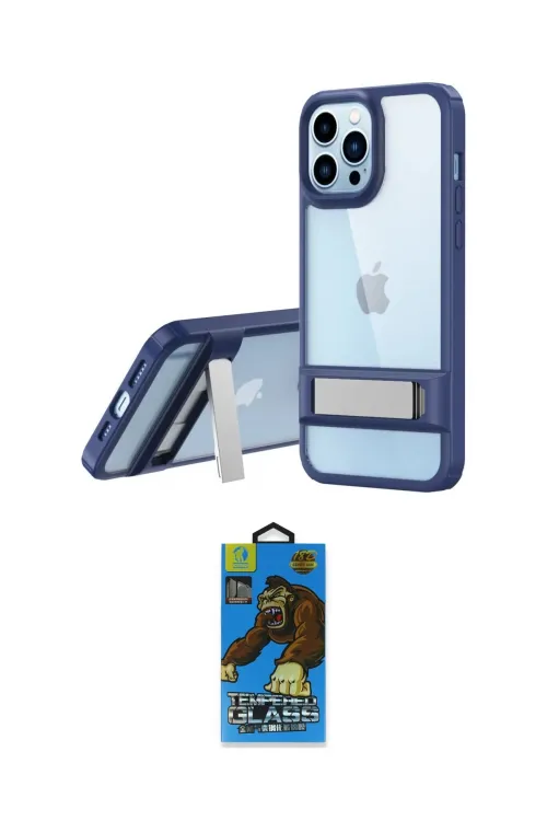 ieg™ iPhone 13 Pro Max Kılıf Yadigar Yansıma - Siyah 18D Cam Ekran Koruyucu