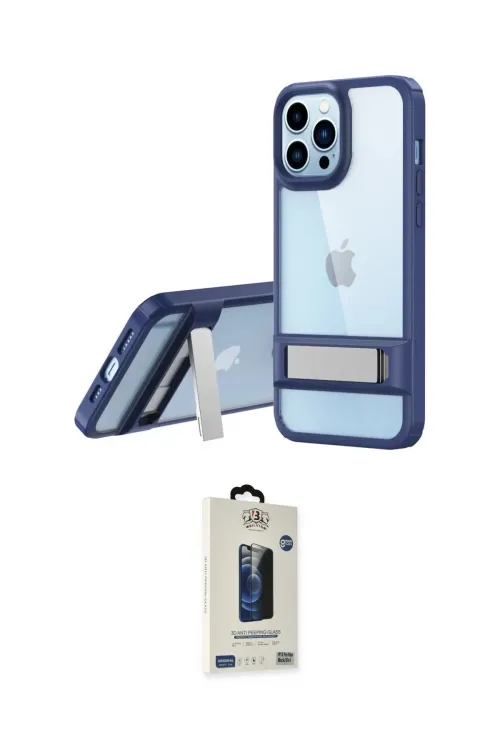 ieg™ iPhone 13 Pro Max Kılıf Yadigar Yansıma - Siyah Bilvis Hayalet Cam Ekran Koruyucu