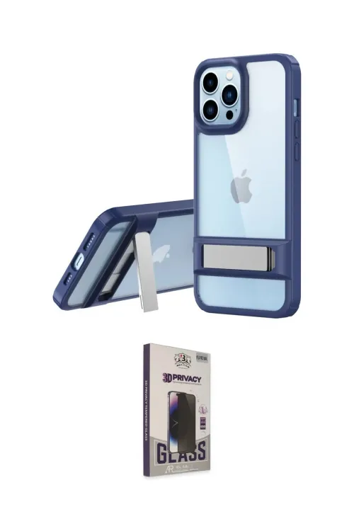 ieg™ iPhone 13 Pro Max Kılıf Yadigar Yansıma - Siyah Bilvis Hayalet Cam Ekran Koruyucu