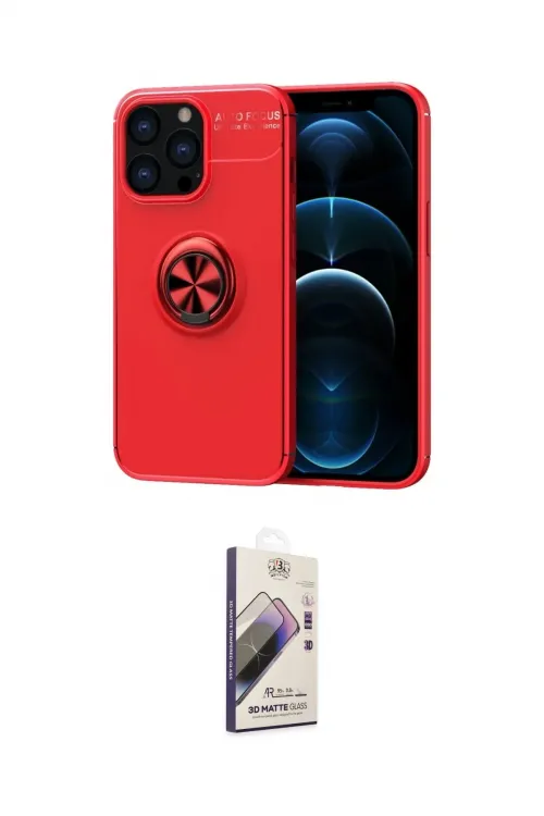ieg™ iPhone 13 Pro Max Kılıf Yankı Form Prime - Siyah Bilvis 3D Mat Cam Ekran Koruyucu
