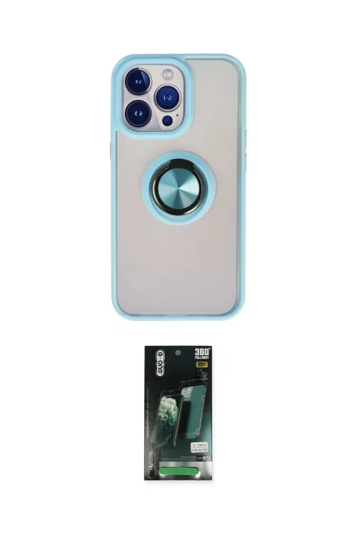 ieg™ iPhone 13 Pro Max Kılıf Yörünge Çizgi - Şeffaf 360 Full Body Arka Koruyucu