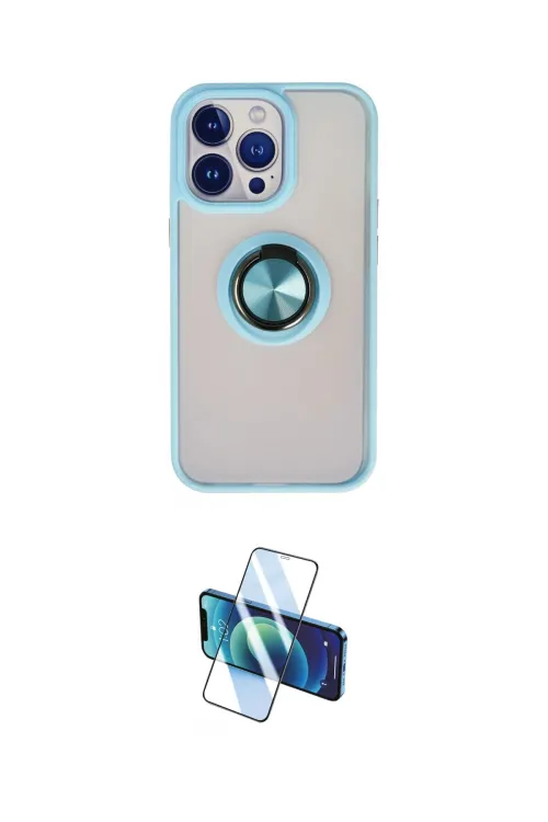 ieg™ iPhone 13 Pro Max Kılıf Yörünge Çizgi - Siyah 3D Antistatik Cam Ekran Koruyucu