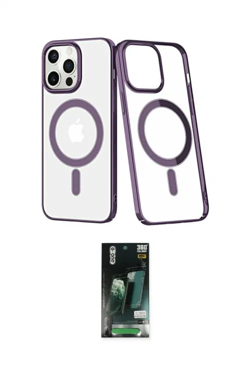 ieg™ iPhone 13 Pro Max Kılıf Yörünge Minimal - Şeffaf 360 Full Body Arka Koruyucu