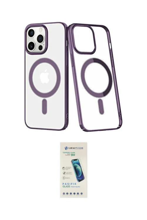 ieg™ iPhone 13 Pro Max Kılıf Yörünge Minimal - Şeffaf Pasifik Cam Ekran Koruyucu