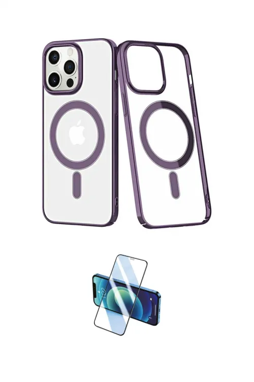 ieg™ iPhone 13 Pro Max Kılıf Yörünge Minimal - Siyah 3D Antistatik Cam Ekran Koruyucu