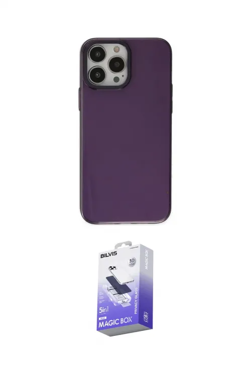 ieg™ iPhone 13 Pro Max Kılıf Zirve Doku Koleksiyonu - Siyah Bilvis 5in1 5D Magic Hayalet Cam Ekran Koruyucu