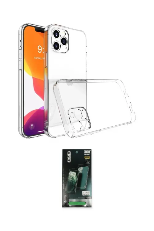 ieg™ iPhone 13 Pro Max Kılıf Zirve Doku - Şeffaf 360 Full Body Arka Koruyucu