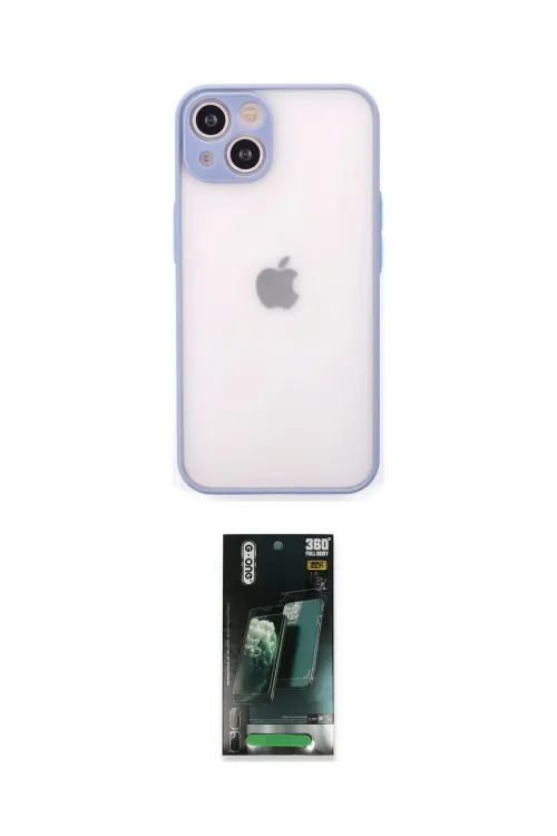 ieg™ iPhone 14 Kılıf Ahenk Çizgi Serisi - Şeffaf 360 Full Body Arka Koruyucu