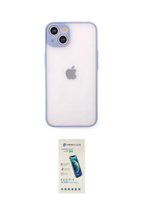 ieg™ iPhone 14 Kılıf Ahenk Çizgi Serisi - Şeffaf Pasifik Cam Ekran Koruyucu