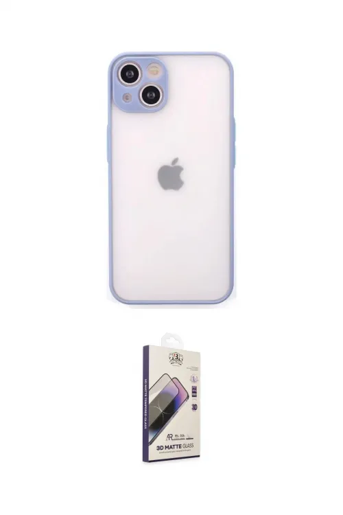 ieg™ iPhone 14 Kılıf Ahenk Çizgi Serisi - Siyah Bilvis 3D Mat Cam Ekran Koruyucu