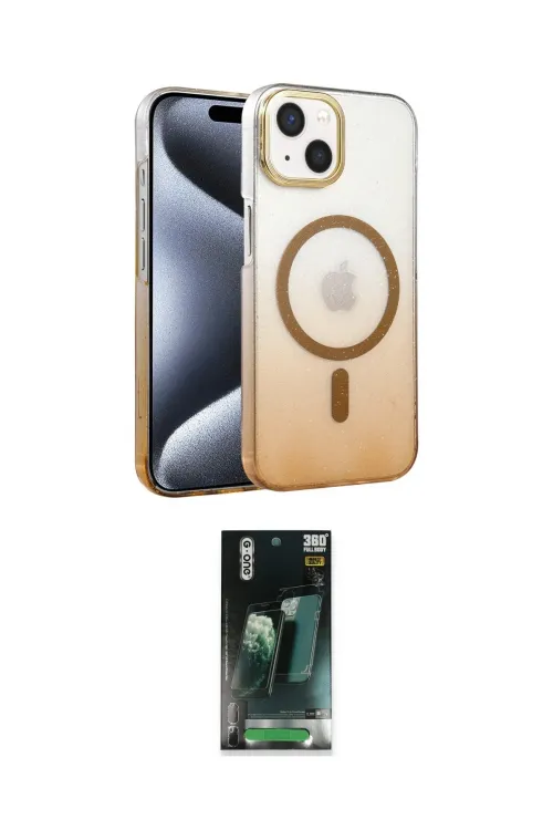 ieg™ iPhone 14 Kılıf Ahenk Doku Özel Seri - Şeffaf 360 Full Body Arka Koruyucu