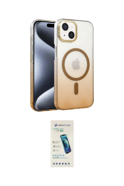 ieg™ iPhone 14 Kılıf Ahenk Doku Özel Seri - Şeffaf Pasifik Cam Ekran Koruyucu