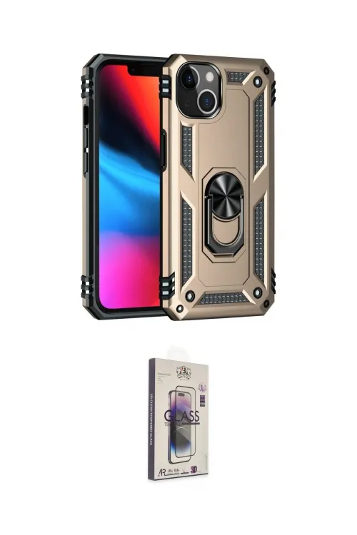 ieg™ iPhone 14 Kılıf Ahenk Klasik Koleksiyonu - Siyah Bilvis 3D Cam Ekran Koruyucu