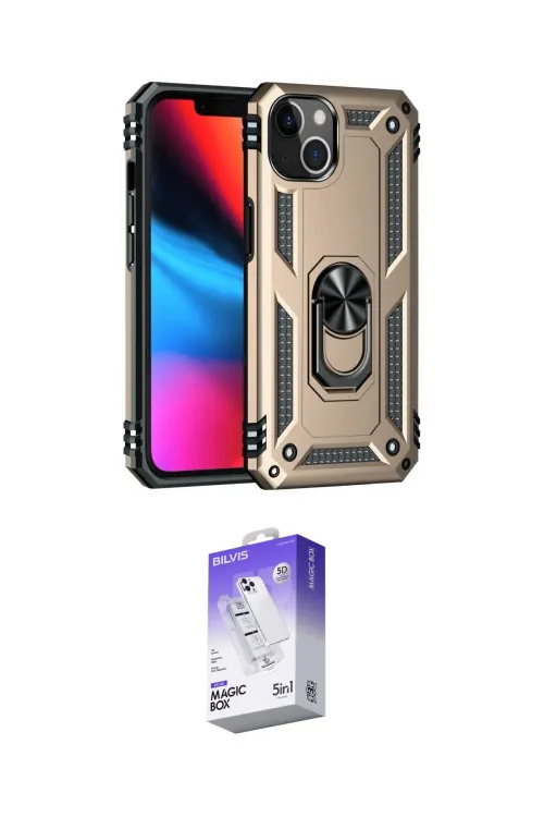 ieg™ iPhone 14 Kılıf Ahenk Klasik Koleksiyonu - Siyah Bilvis 5in1 3D Magic Cam Ekran Koruyucu