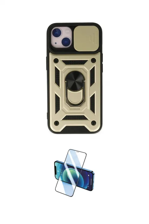 ieg™ iPhone 14 Kılıf Ahenk Klasik - Siyah 3D Antistatik Cam Ekran Koruyucu