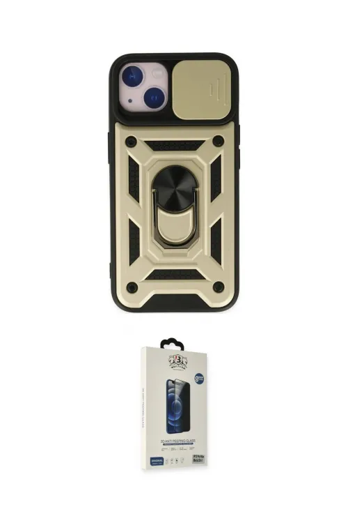 ieg™ iPhone 14 Kılıf Ahenk Klasik - Siyah Bilvis Hayalet Cam Ekran Koruyucu