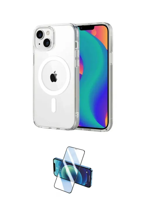 ieg™ iPhone 14 Kılıf Ahenk Minimal Serisi - Siyah 3D Antistatik Cam Ekran Koruyucu