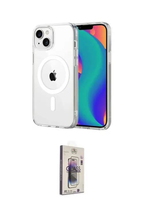 ieg™ iPhone 14 Kılıf Ahenk Minimal Serisi - Siyah Bilvis 3D Cam Ekran Koruyucu