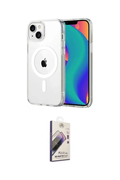 ieg™ iPhone 14 Kılıf Ahenk Minimal Serisi - Siyah Bilvis 3D Mat Cam Ekran Koruyucu