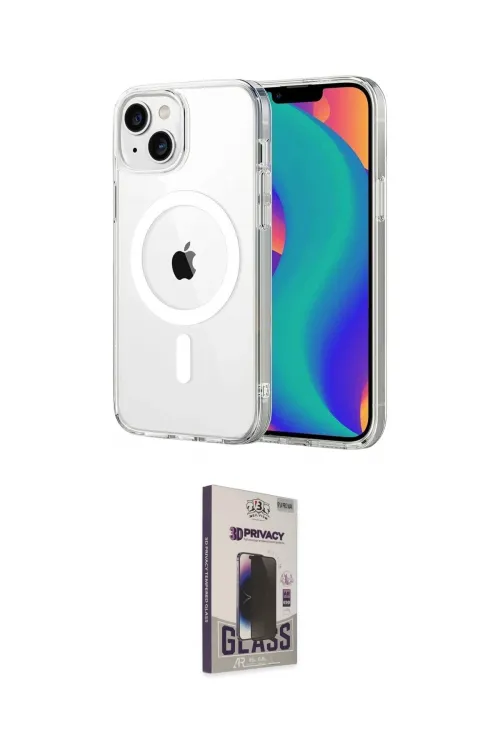 ieg™ iPhone 14 Kılıf Ahenk Minimal Serisi - Siyah Bilvis Hayalet Cam Ekran Koruyucu