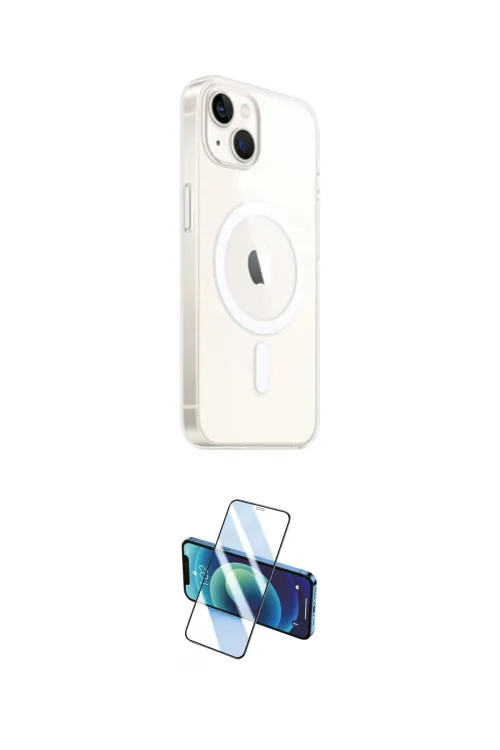ieg™ iPhone 14 Kılıf Ahenk Yansıma Prime - Siyah 3D Antistatik Cam Ekran Koruyucu
