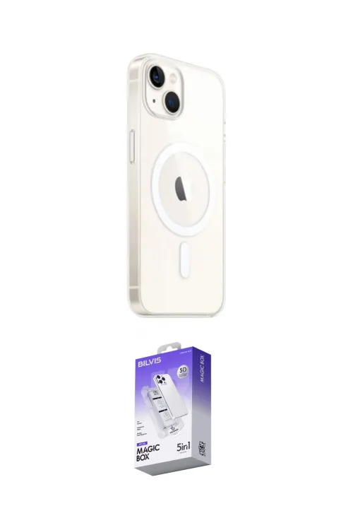 ieg™ iPhone 14 Kılıf Ahenk Yansıma Prime - Siyah Bilvis 5in1 3D Magic Cam Ekran Koruyucu