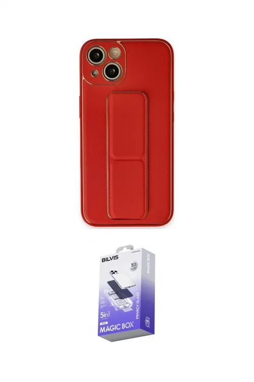 ieg™ iPhone 14 Kılıf Akış Doku - Siyah Bilvis 5in1 5D Magic Hayalet Cam Ekran Koruyucu