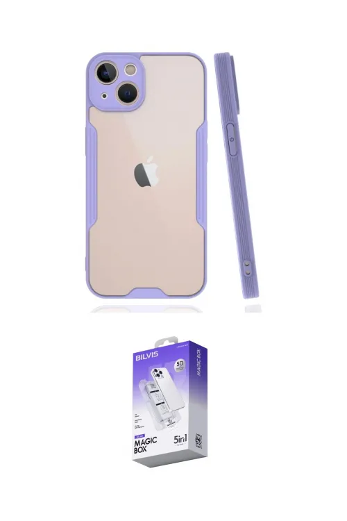 ieg™ iPhone 14 Kılıf Atlas Asil Serisi - Siyah Bilvis 5in1 3D Magic Cam Ekran Koruyucu