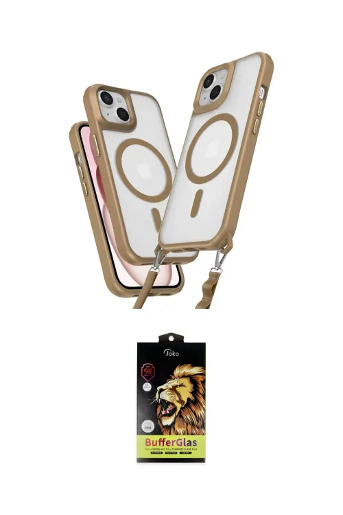ieg™ iPhone 14 Kılıf Atlas Doku Koleksiyonu - Siyah Buffer Cam Ekran Koruyucu