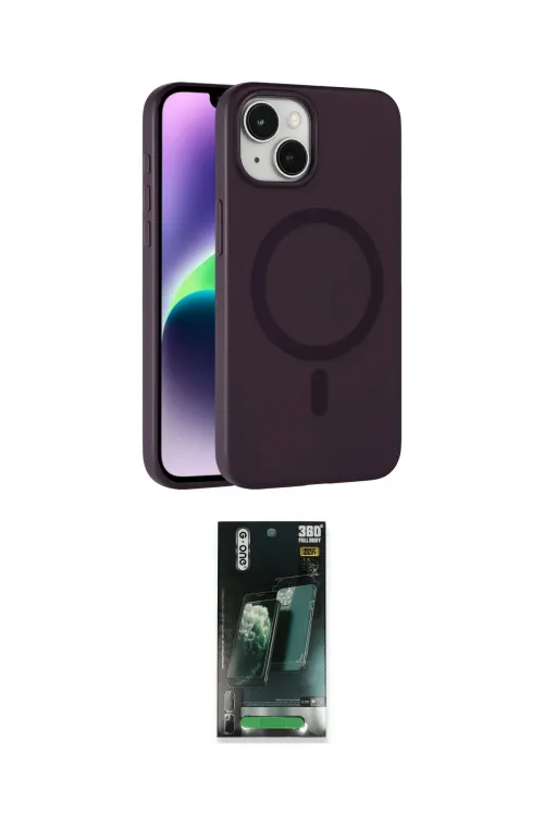 ieg™ iPhone 14 Kılıf Çekirdek Modern Prime - Şeffaf 360 Full Body Arka Koruyucu