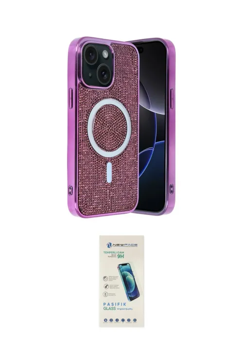 ieg™ iPhone 14 Kılıf Eksen Çizgi - Şeffaf Pasifik Cam Ekran Koruyucu