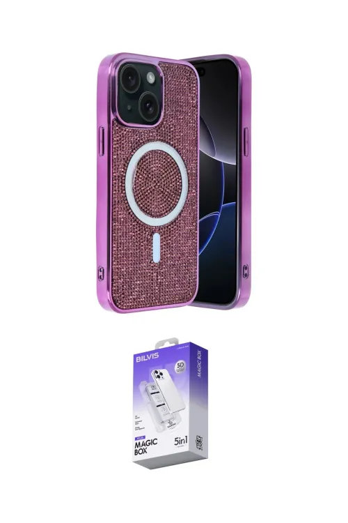 ieg™ iPhone 14 Kılıf Eksen Çizgi - Siyah Bilvis 5in1 3D Magic Cam Ekran Koruyucu