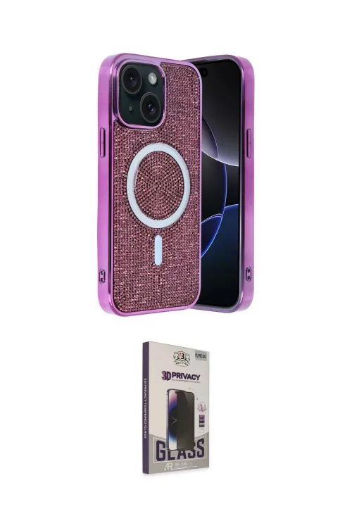 ieg™ iPhone 14 Kılıf Eksen Çizgi - Siyah Bilvis Hayalet Cam Ekran Koruyucu