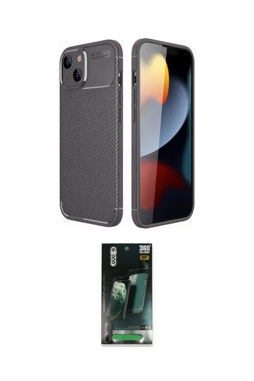 ieg™ iPhone 14 Kılıf Eksen Form Prime - Şeffaf 360 Full Body Arka Koruyucu