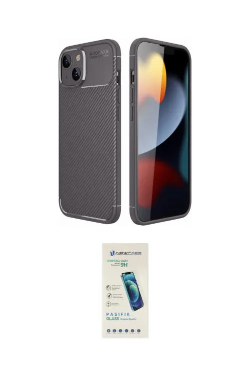 ieg™ iPhone 14 Kılıf Eksen Form Prime - Şeffaf Pasifik Cam Ekran Koruyucu